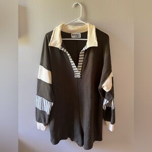 Bucket List Striped Favorite Oversized Sweatshirt Romper